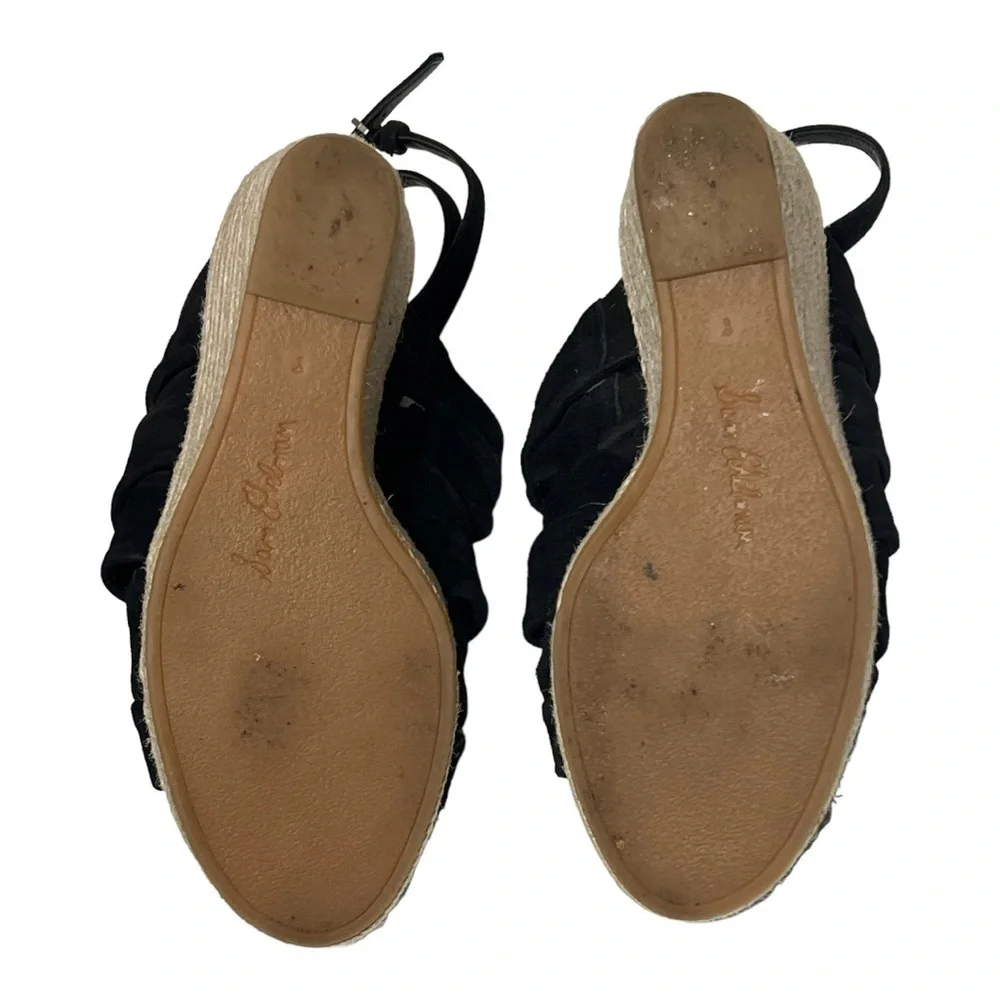 Sam Edelman Awan Wedge Espadrille Sandals 8M Black Suede